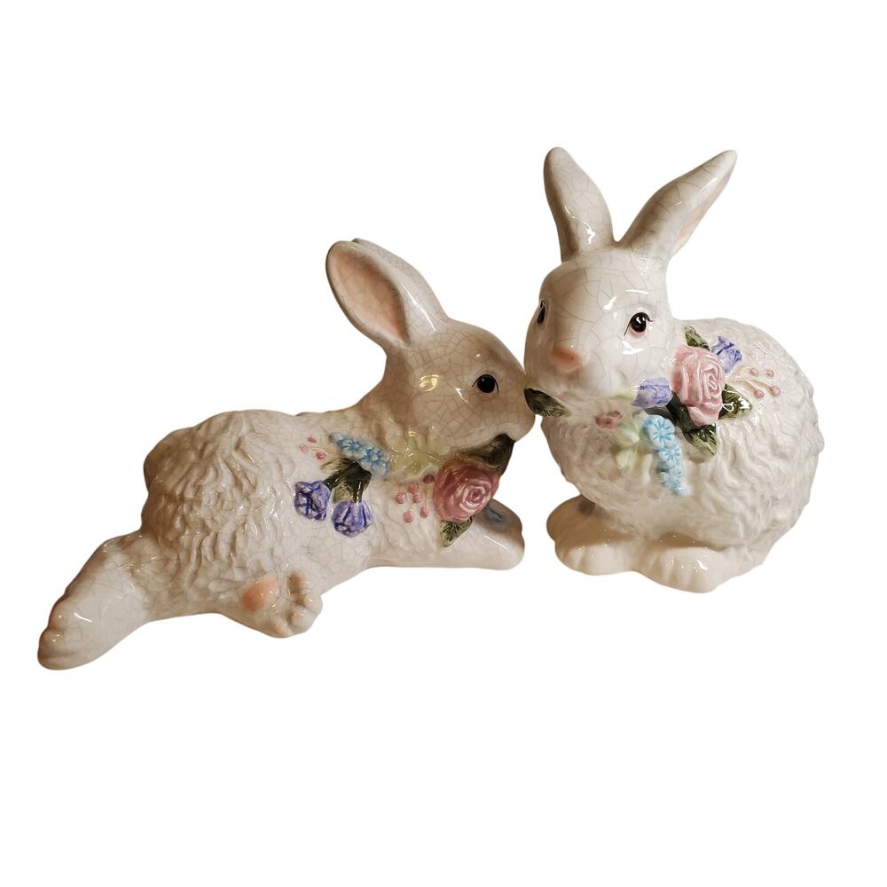 Rabbit Ceramic Figurine - Lot of 2 - 7"